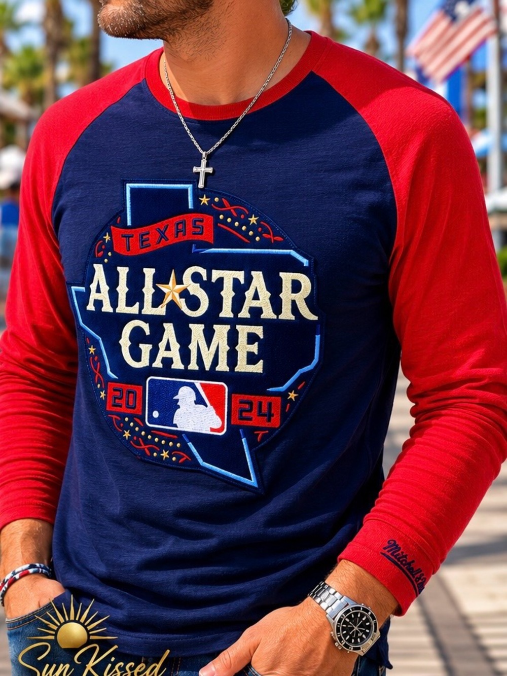 Mitchell & Ness 2024 MLB All-Star Game Long Sleeve Shirt 2XL NWT